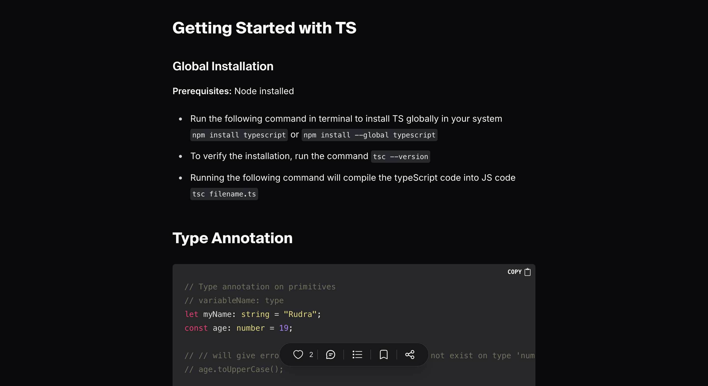 TypeScript development environment setup